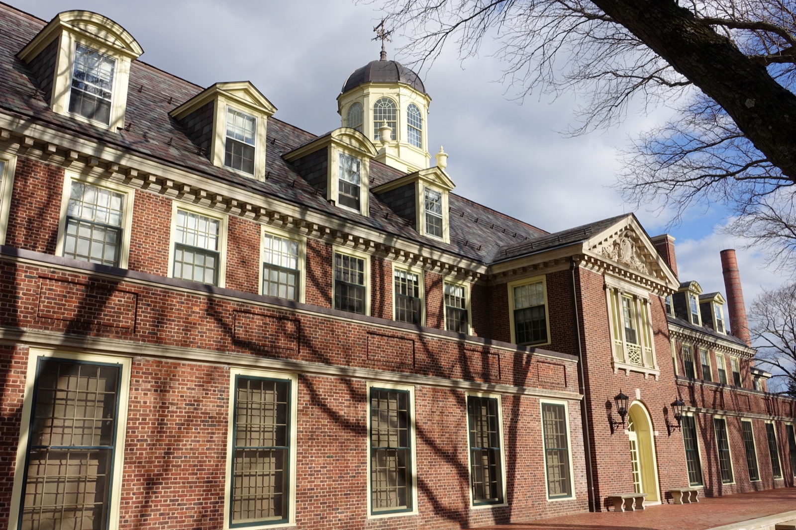 Founders Hall at Loomis Chaffee School, where Rikin and Martha met